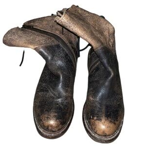 Bed Stu Distressed Black and Brown Leather Boots